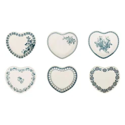 Lot de 6 coupelles en faïence bleu ancien - mini coeur