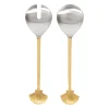 Lot de 2 couverts de salade en inox et laiton doré - Coquillage