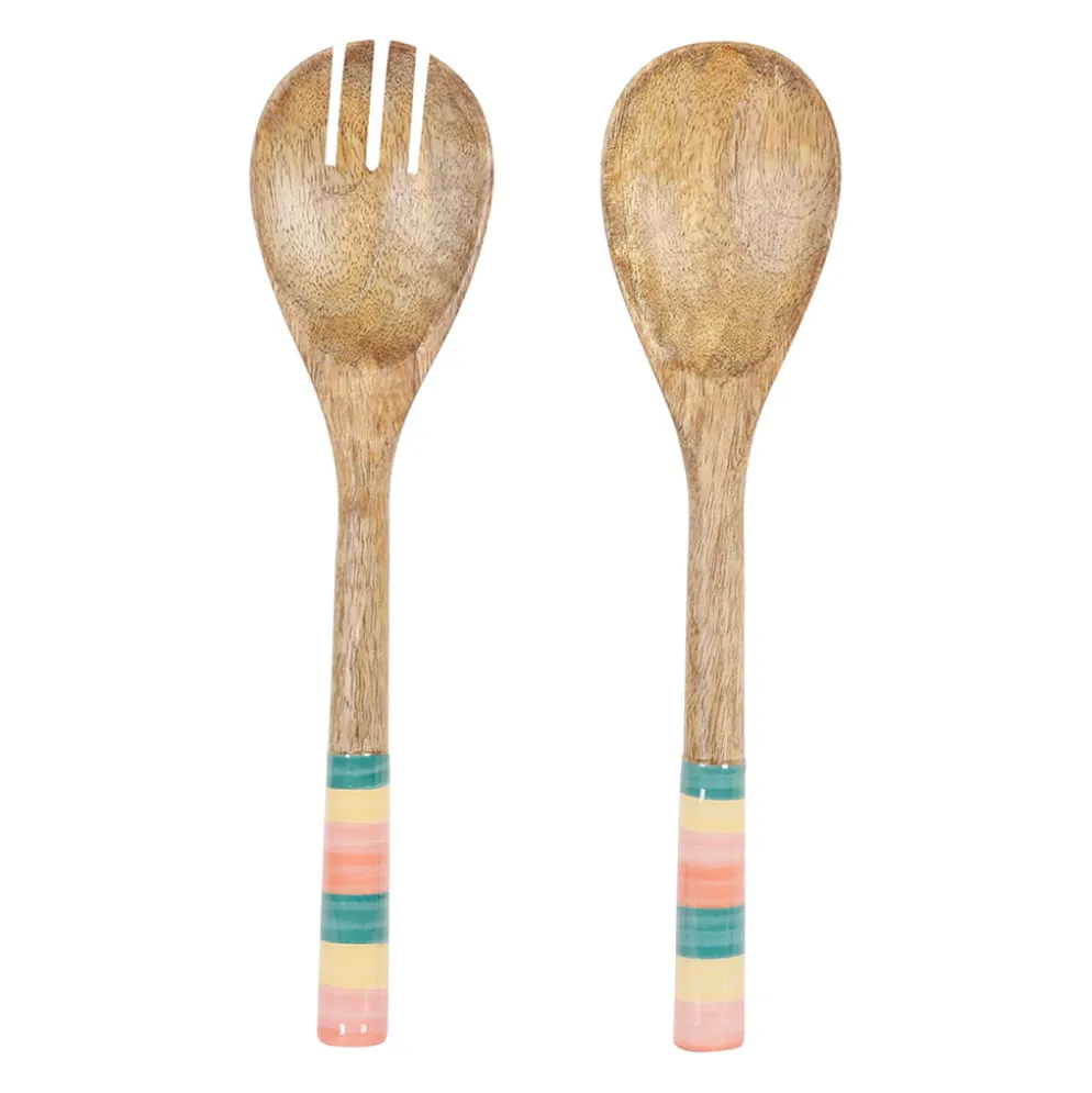 Lot de 2 couverts de salade en manguier multicolore - Patchuca