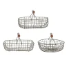 Lot de 3 paniers en fer avec anse en bois naturel