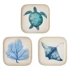 Lot de 3 plateaux en fer bleu et doré - corfou