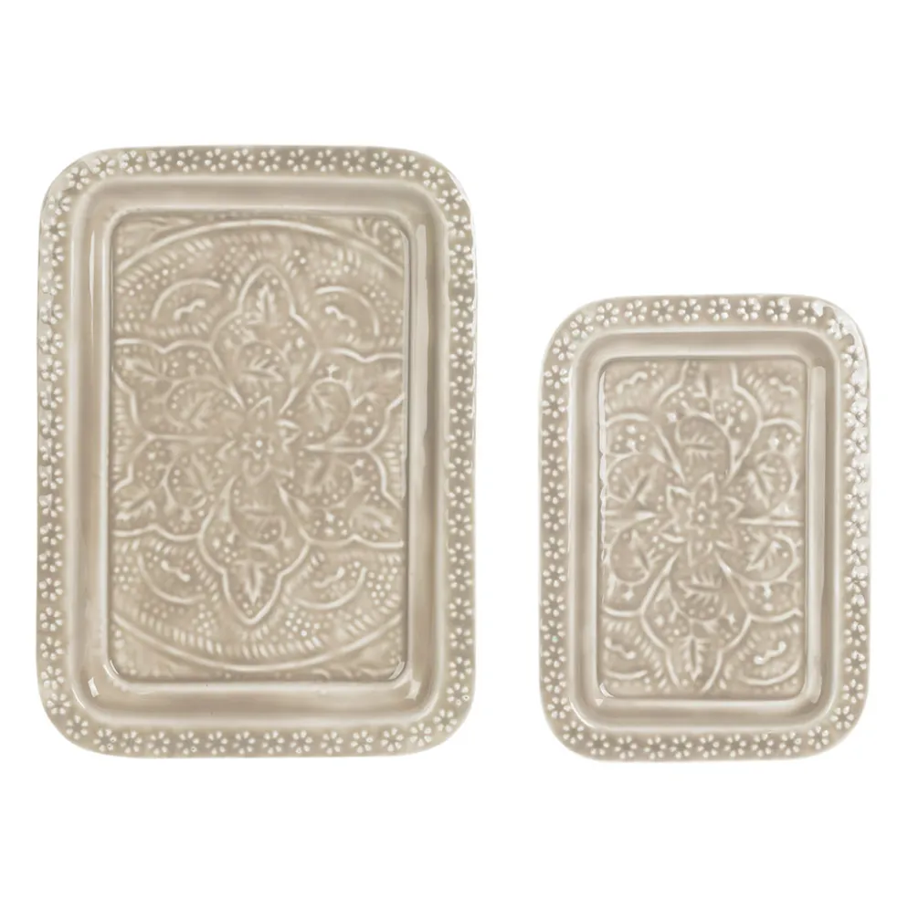 Lot de 2 plateaux en fer grège - Arabise