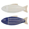 Lot de 2 plats poisson en grès blanc et bleu 35x12cm - Océan