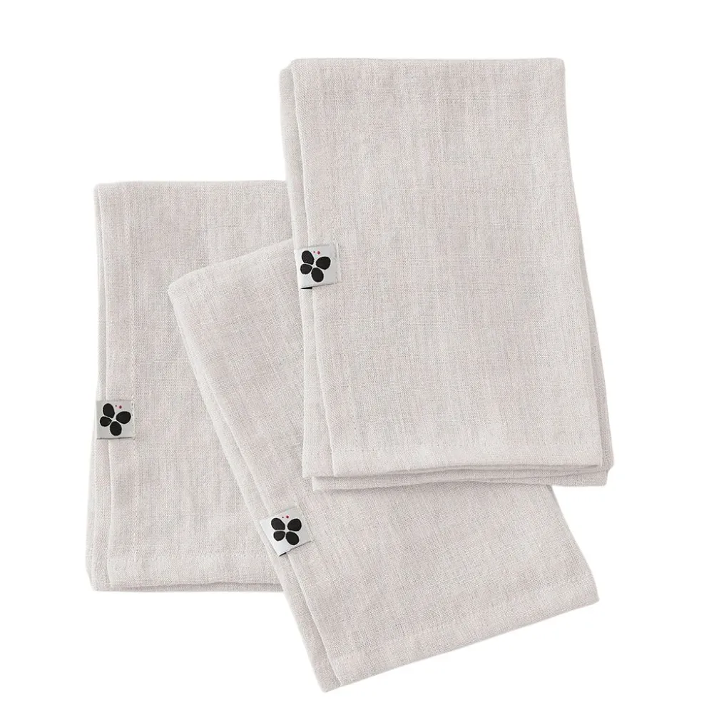 Lot de 3 serviettes en lin lavé craie 40x40cm - Soline