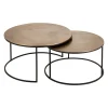 Lot de 2 table gigogne en aluminium et fer doré - Felia