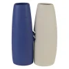 Lot de 2 vases visage en grès indigo et écru h30cm