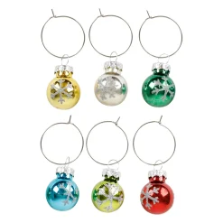 Marques-verres boule de noël (x6) en verre et inox
