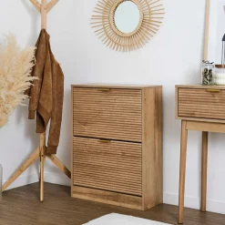 Meuble à chaussures en bois 2 portes H78cm - Tiphaine