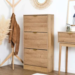 Meuble à chaussures en bois 3 portes H113cm - Tiphaine