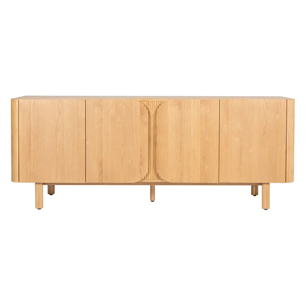 Meuble bas 4 portes en chêne naturel 200xh80cm - Sirocco