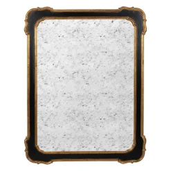 Miroir antique en bois noir et doré 80x105cm