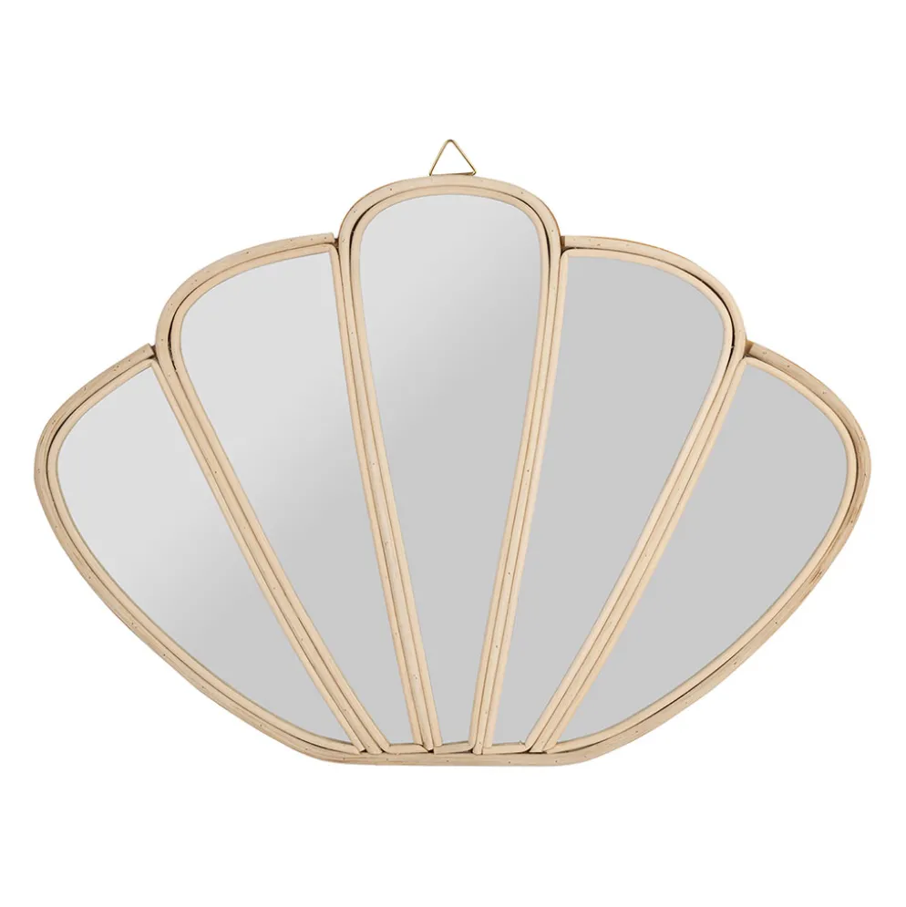 Miroir coquillage en rotin naturel 50x35cm