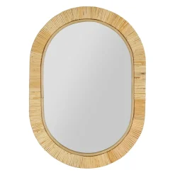Miroir en rotin et mdf naturel 40x55cm - Tulum
