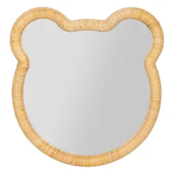 Miroir ourson en rotin et contreplaqué 40x42cm - Songes