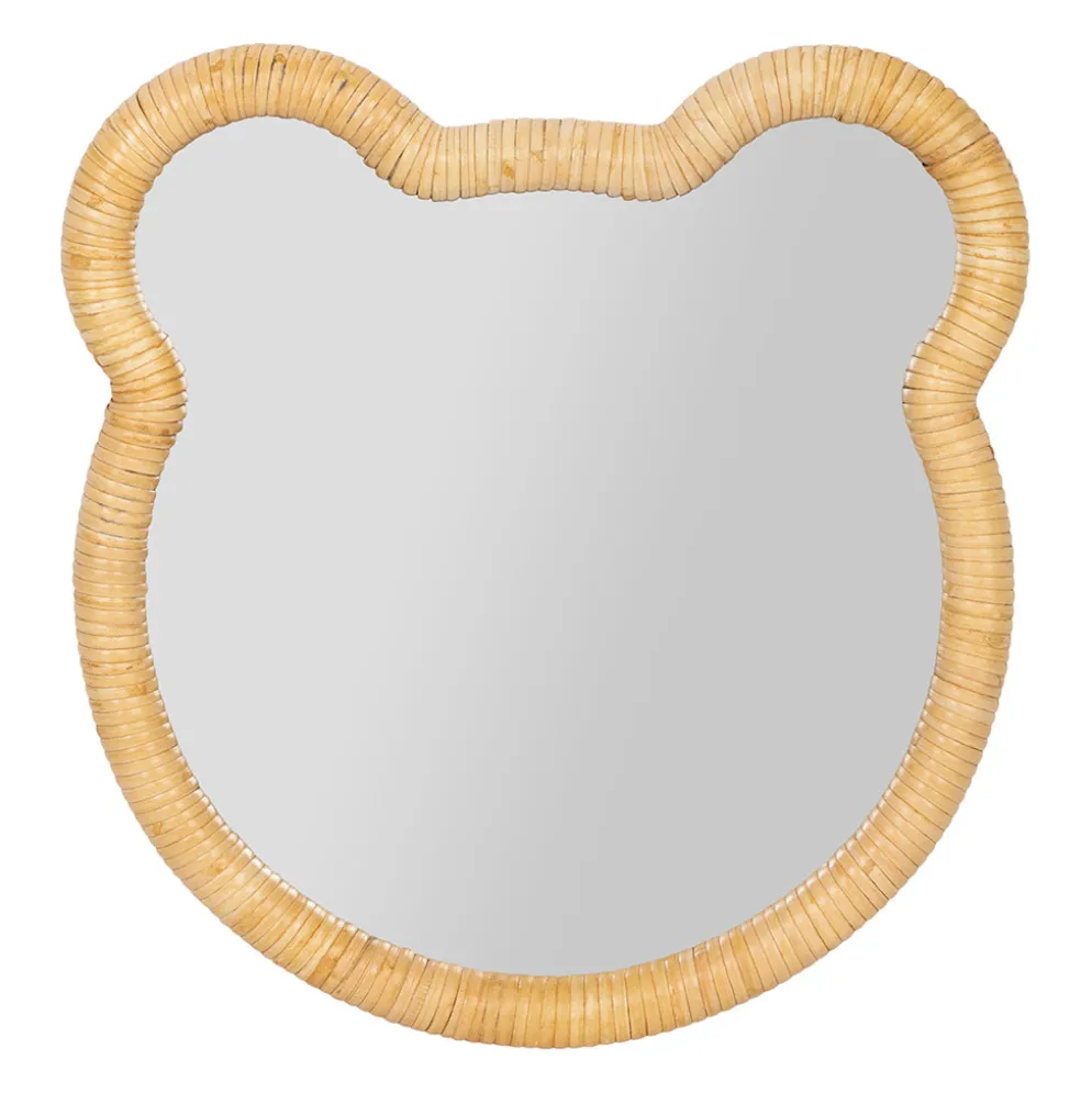 Miroir ourson en rotin et contreplaqué 40x42cm - Songes