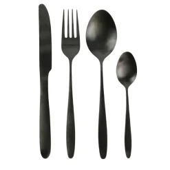 Ménagère 16 pièces noir en acier inoxydable