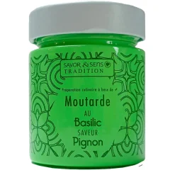 Moutarde saveur basilic & pignons (pot vert)