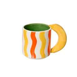 Mug banane en dolomite rayé jaune et orange