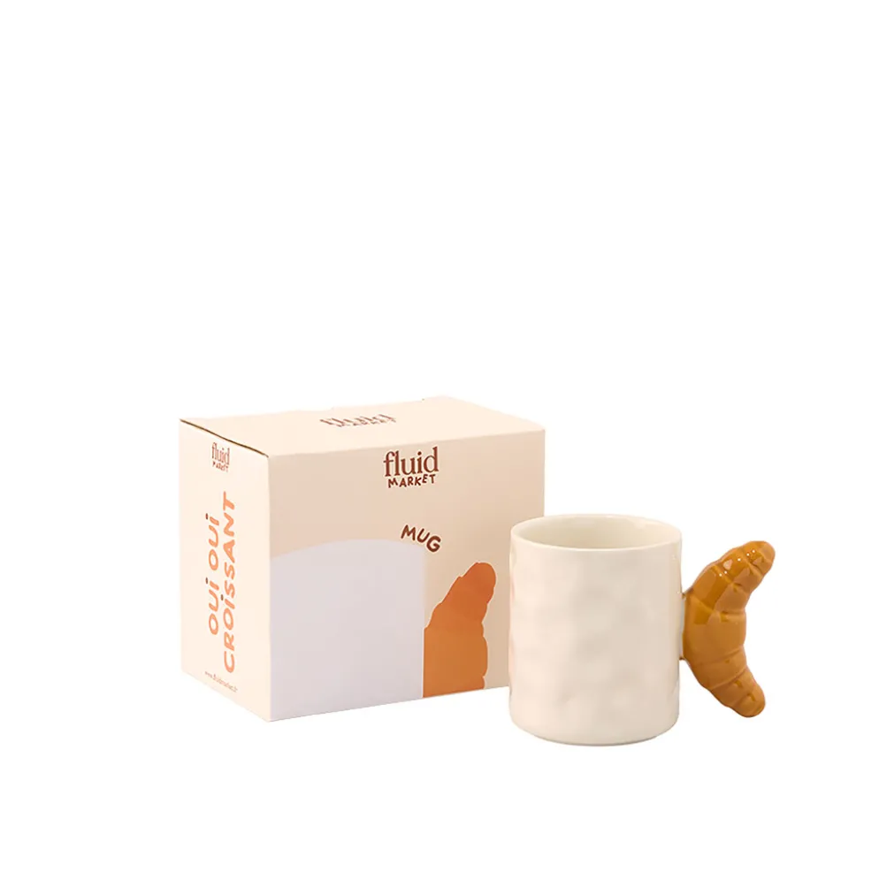Mug croissant en céramique blanc d8cm