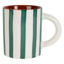 Mug en grès rayé émeraude et blanc 40cl - Alaria