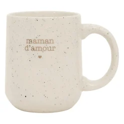 Mug moucheté maman en grès blanc 35cl - Beezz