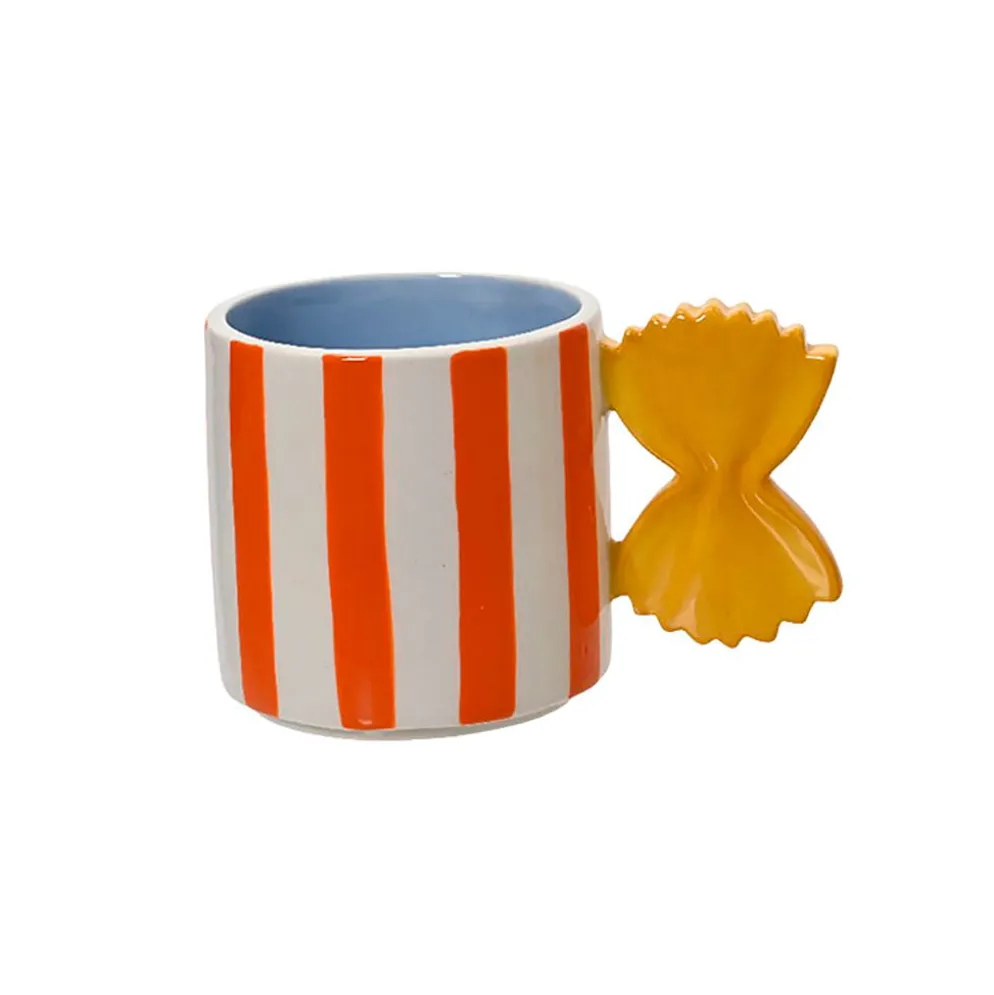 Mug pâte en dolomite rayé écru et orange