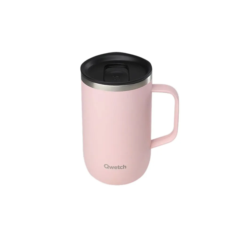 Mug tisanière isotherme en inox rose pastel avec filtre 470ml