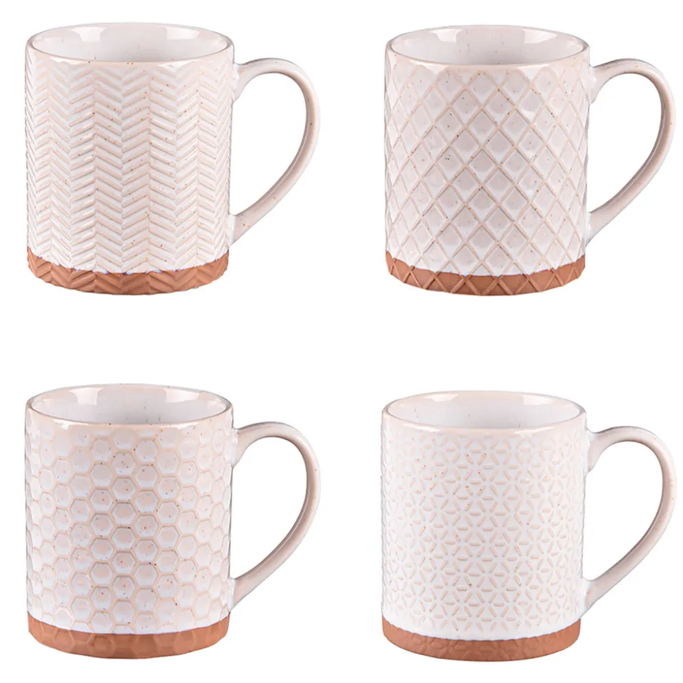 Mugs x4 en grès beige 35cl - Jaspe
