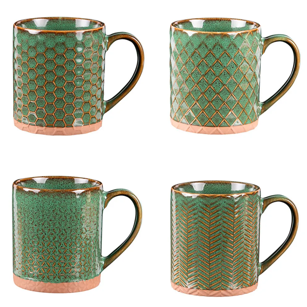 Mugs x4 en grès vert 35cl - Jaspe
