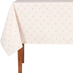 Nappe carrée en coton blanc et rouge 160x160cm - P'tits cœurs