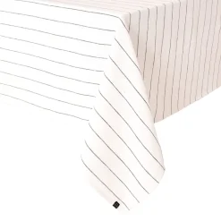 Nappe rayée en lin et coton blanc 160x250cm - Calvi II