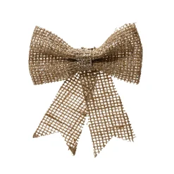 Noeud en jute sur fil avec paillettes argent naturel d20xh24cm