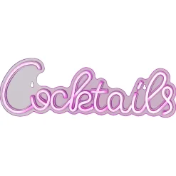 Néon LED décoratif "Cocktails" rose 42x14cm