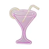 Néon LED décoratif verre à martini multicolore 32x43cm