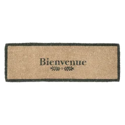 Paillasson "Bienvenue" en fibre de coco naturel et gris 120x40cm