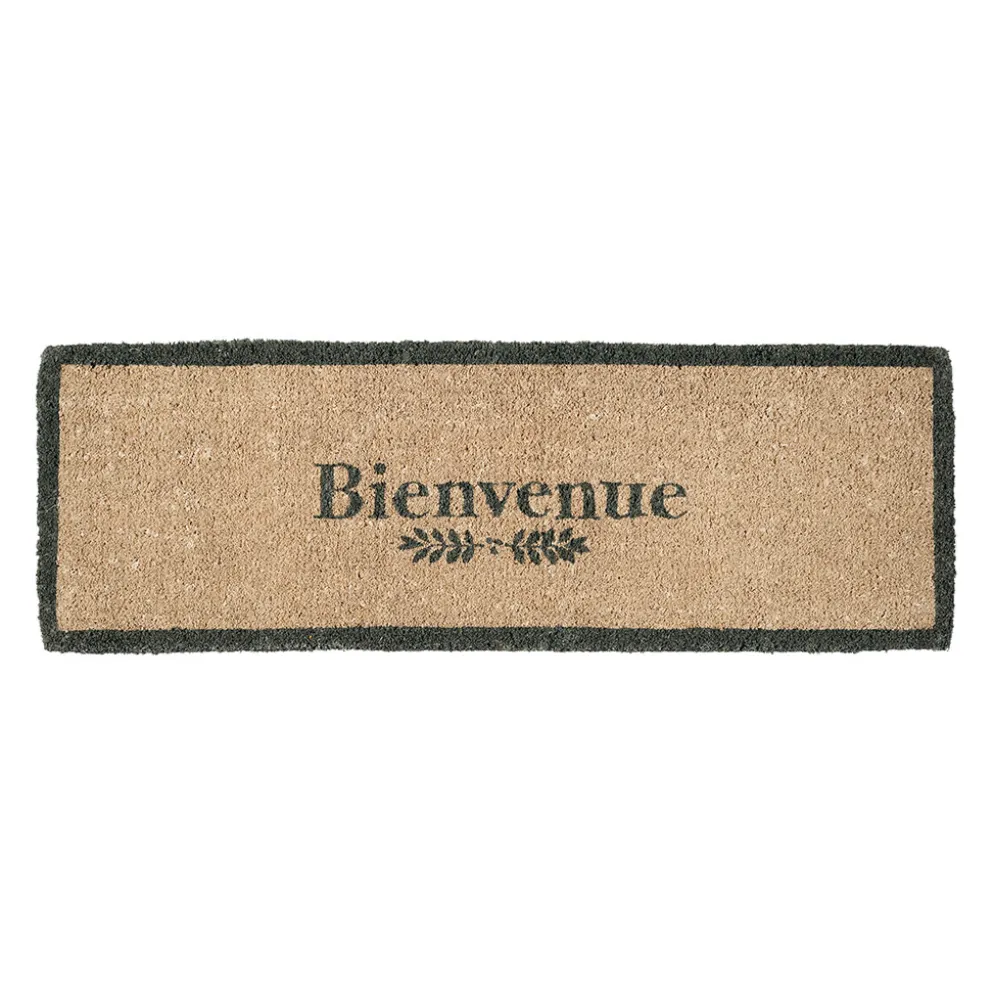 Paillasson "Bienvenue" en fibre de coco naturel et gris 120x40cm