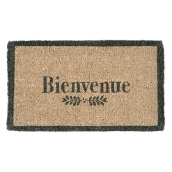 Paillasson "Bienvenue" en fibre de coco naturel et gris 73x43cm