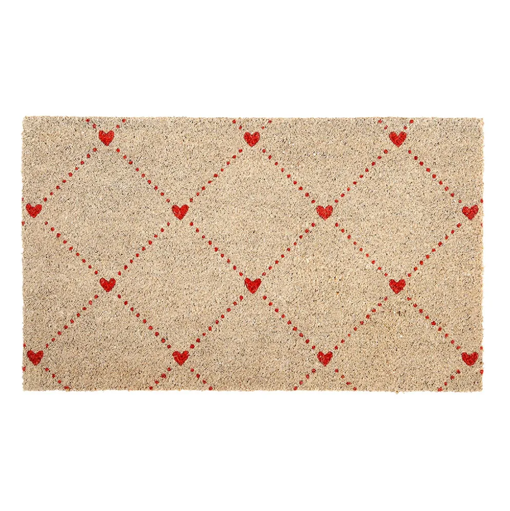 Paillasson en coco naturel et rouge 73x43cm - P'tit Cœur