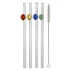 Pailles coquillage x4 en verre borosilicate multicolore avec brosse