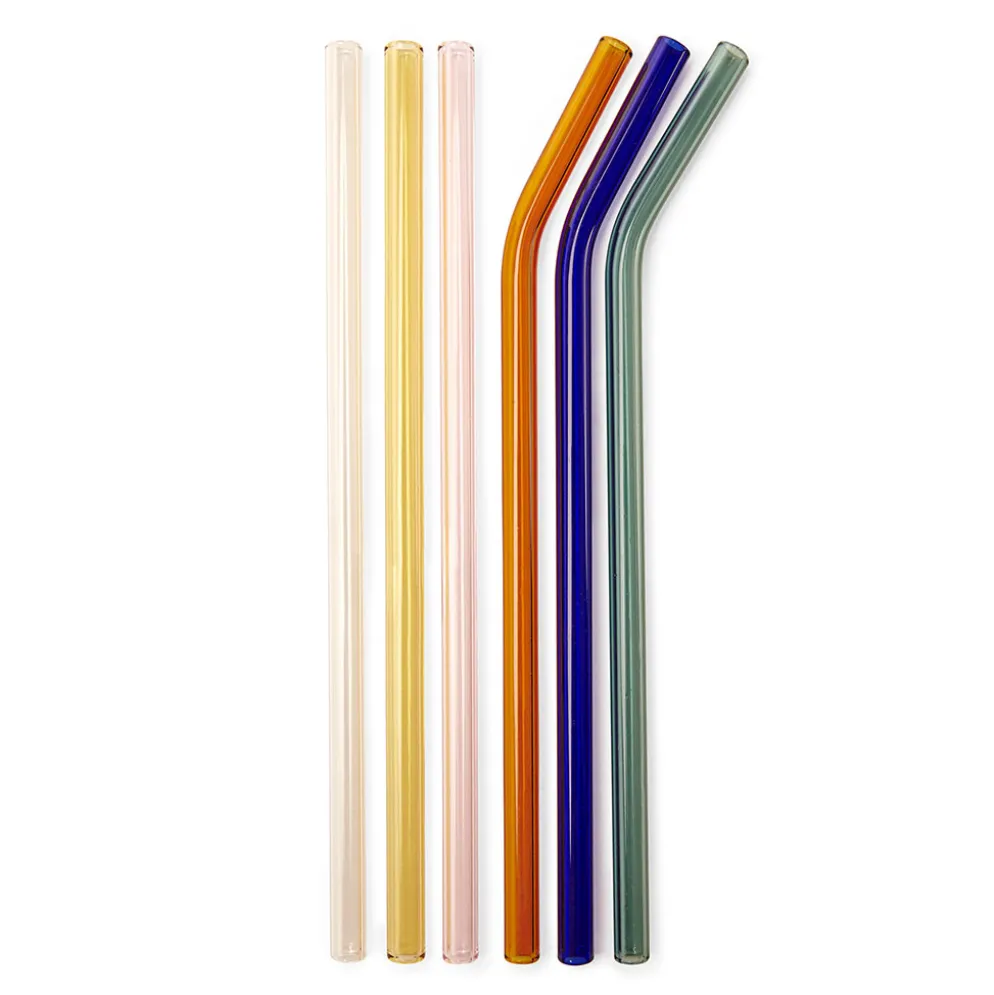 Pailles en verre reutilisables colorees
