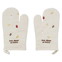Paire de gants de cuisine en coton écru - Réveil gourmand