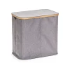 Panier à linge double en toile et bambou gris h50.5cm