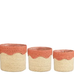 Paniers x3 en zostère naturel et rose - Fugo