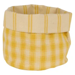 Panière à pain à carreaux en coton jaune 15x18cm - Campagne