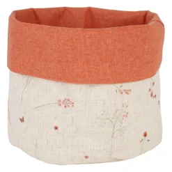 Panière à pain en coton beige et rouge d15cm - Lucile