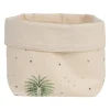 Panière à pain en coton écru et vert d15cm - Paya