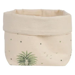 Panière à pain en coton écru et vert d15cm - Paya