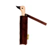 Parapluie compact manche tête de canard marron expresso