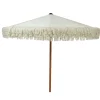Parasol avec frange en coton blanc d200xh214cm