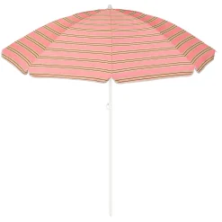 Parasol en acier et tissu rayé rose et jaune d160xh180cm - Evie